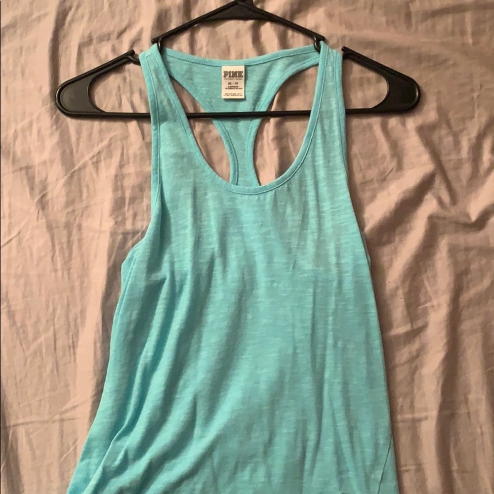 pink racer back tank top